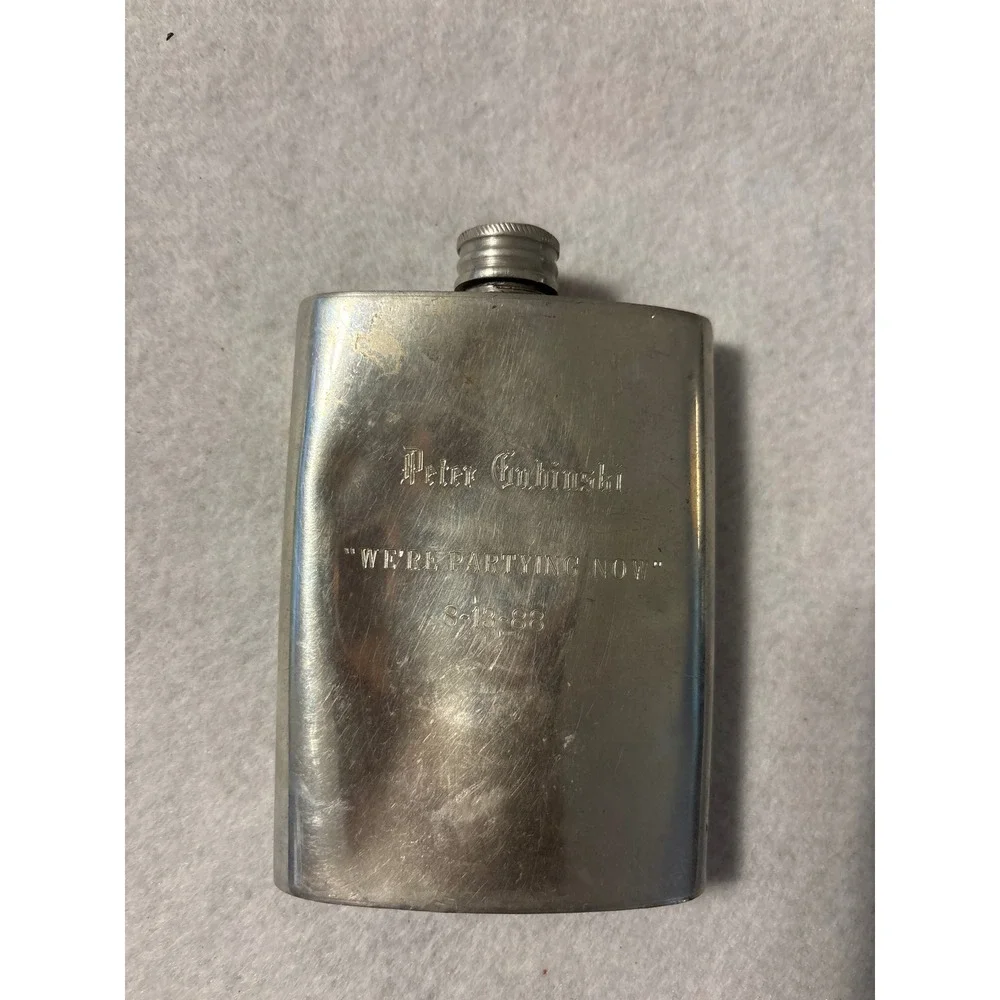 Peter Gabriels Engraved Stainless Steel Hip‎ Flask With Date